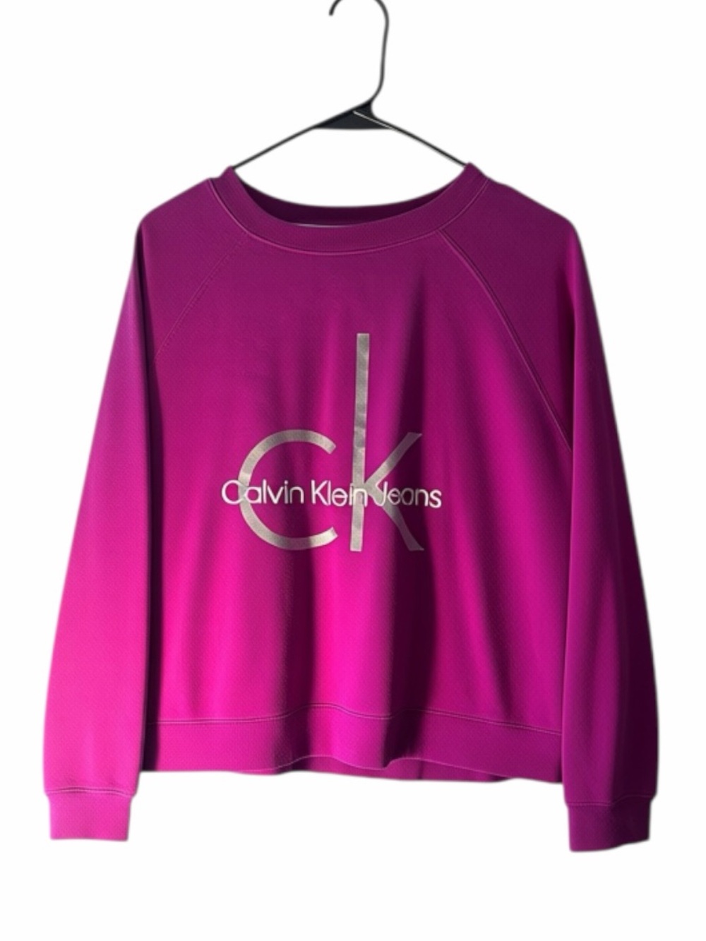Calvin Klein Fuchsia Logo Crewneck Sweatshirt - Picture 3 of 5